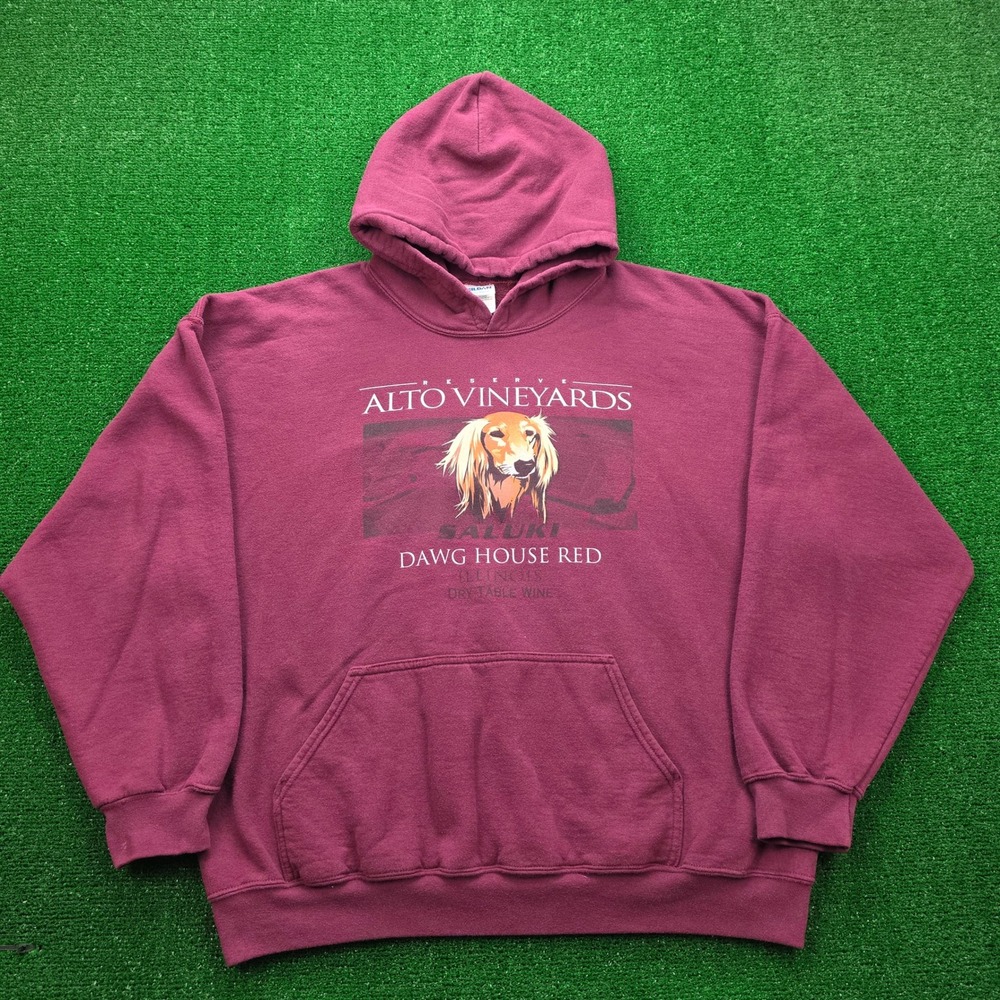 Alto Vineyards Saluki Dawg House Red Hoodie Sweatshirt Unisex XL Maroon